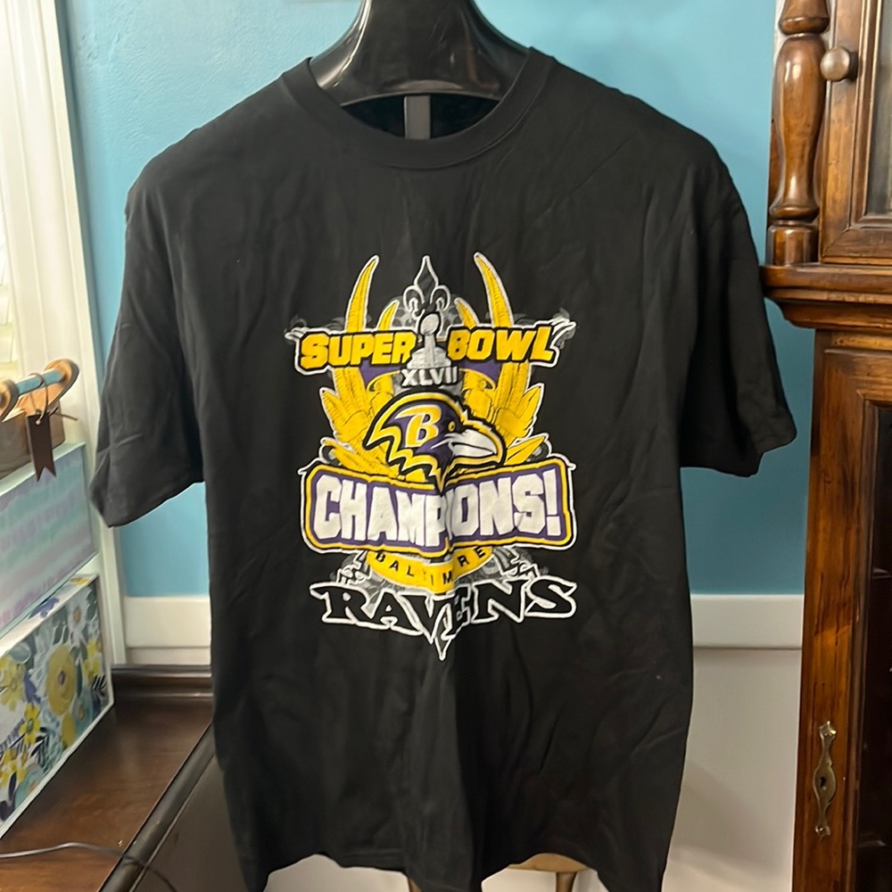 2012 “Baltimore Ravens Superbowl Champions” t-shirt, not sure if ever worn